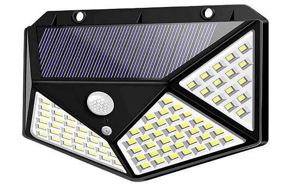 Kit 10 un. Arandela Solar Externa Com Sensor de Presença IP65 Led 3 Funções 100 leds