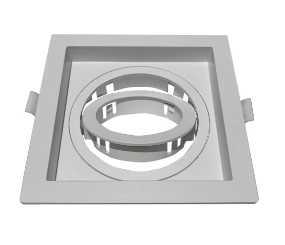 Spot Recuado p/ Dicróica MR16 Bocal GU10 - 10X10 Direcionável Branco Quadrado Embutir Acompanha Presilhas/ Bocal