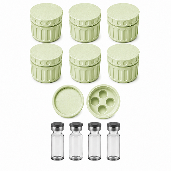 Estojo Case Porta Ampolas Verde Pistache Capacidade 4 Frascos 3ml Pack 6 Unidades