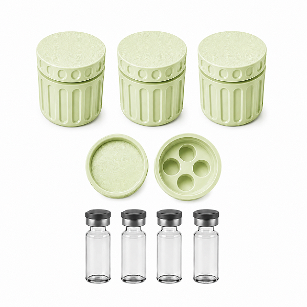 Estojo Case Porta Ampolas Verde Pistache Capacidade 4 Frascos 3ml Pack 3 Unidades