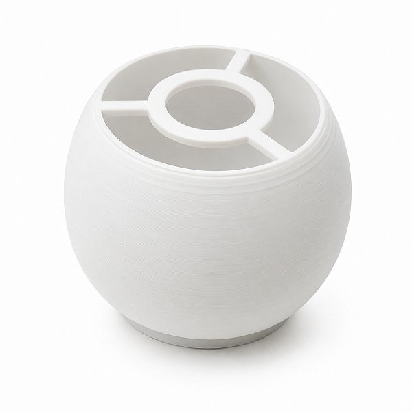 Base Redonda Abajur G Branca Lisa Plastico PETG Soquete E27 Base Luminária Decorativa RD Imports