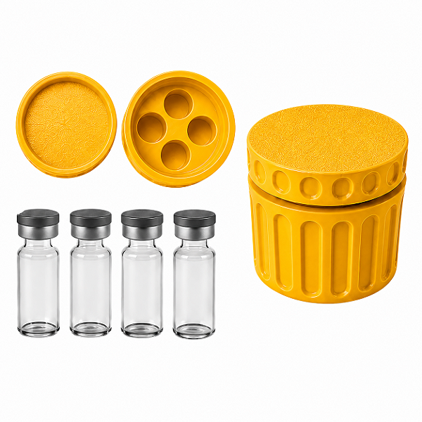 Estojo Case Porta Ampolas Amarelo Ouro Capacidade 4 Frascos 3ml