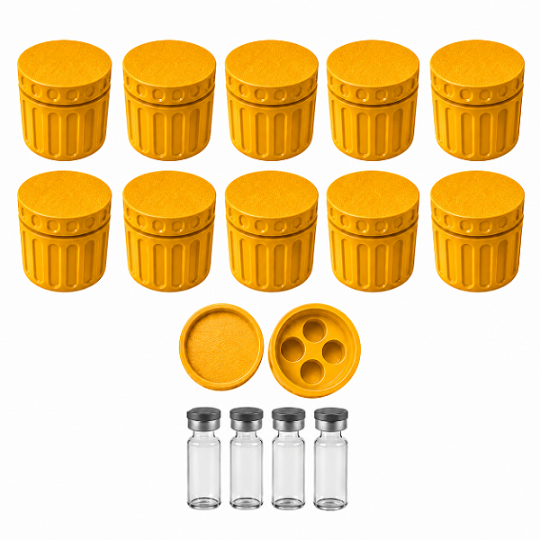 Estojo Case Porta Ampolas Amarelo Ouro Capacidade 4 Frascos 3ml Pack 10 Unidades