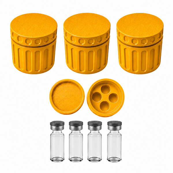 Estojo Case Porta Ampolas Amarelo Ouro Capacidade 4 Frascos 3ml Pack 3 Unidades