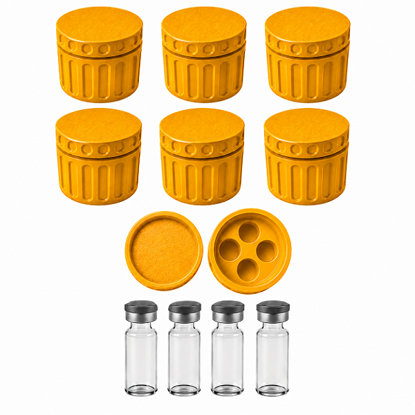 Estojo Case Porta Ampolas Amarelo Ouro Capacidade 4 Frascos 3ml Pack 6 Unidades