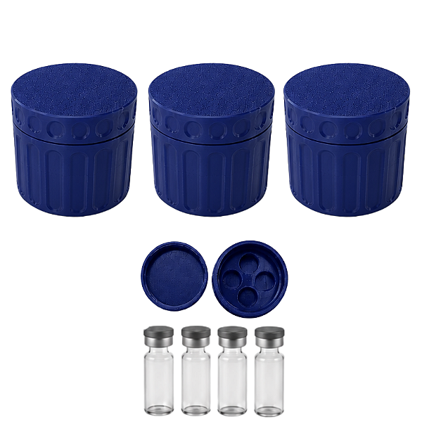 Estojo Case Porta Ampolas Azul Marinho Capacidade 4 Frascos 3ml Pack 3 Unidades