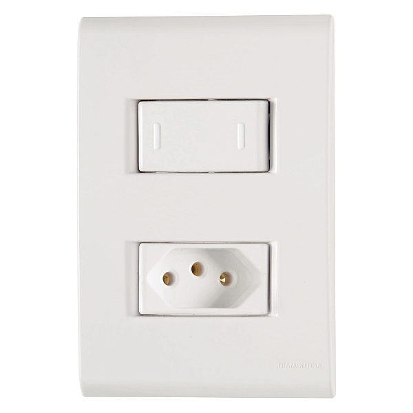 Conjunto 1 Interruptor Paralelo + 1 Tomada 2P+T 10A 57170/050 Branco Liz Tramontina