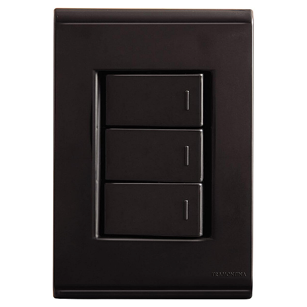 Conjunto 3 Interruptor Simples 10A/250V Grafite Liz Tramontina