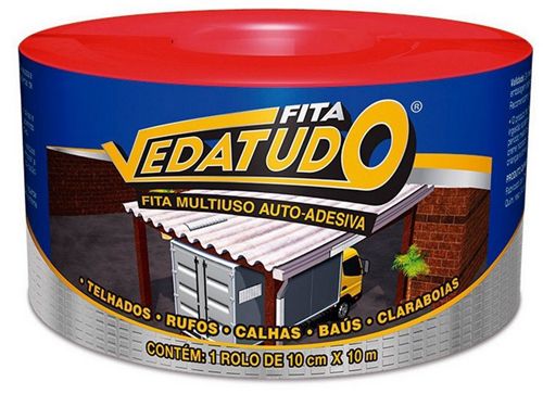 Manta Asfáltica Auto Adesiva Aluminizada Dryko VEDATUDO Telhado Rolo 10cm x 10mts