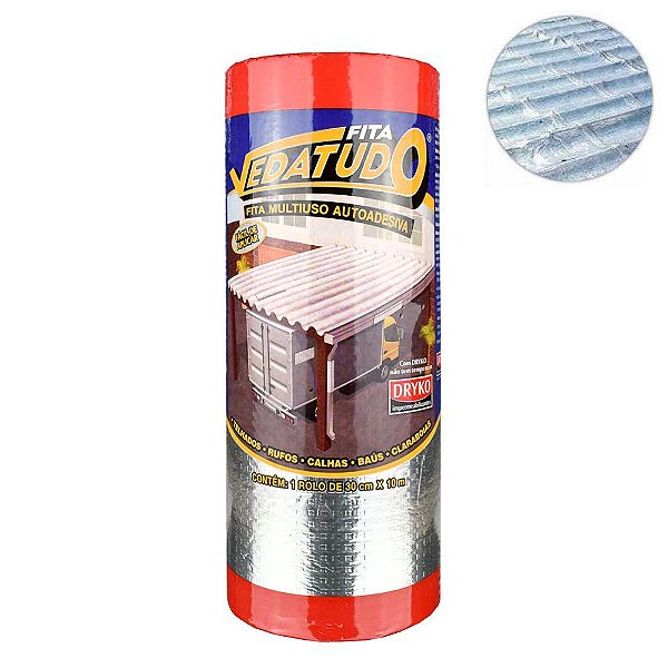 Manta Asfáltica Auto Adesiva Aluminizada Dryko VEDATUDO Telhado Rolo 45cm x 10mts