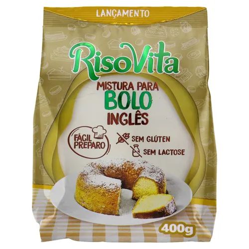 Mistura para bolo RisoVita inglês sem glúten 400 g