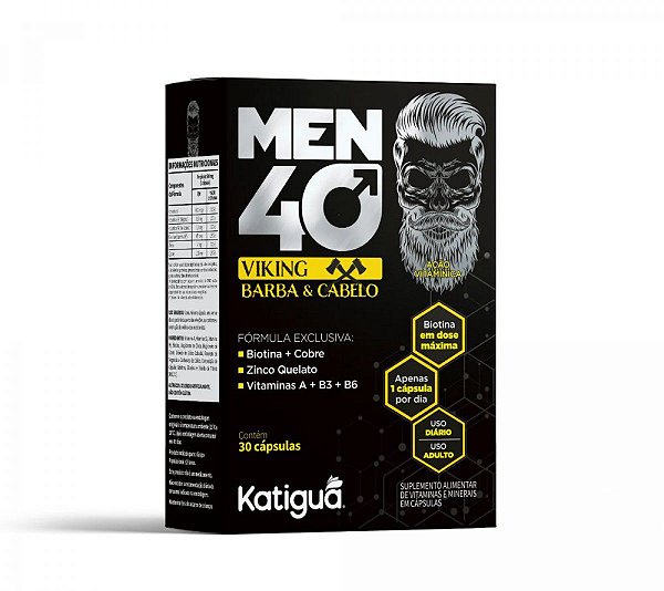 MEN 40 VIKING 500MG 30CAPS - Barba e cabelo Katiguá