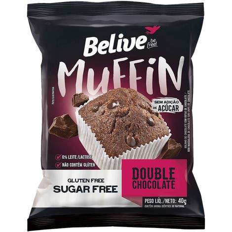 Muffin S. Double Chocolate Zero (Acucar, Lactose e Gluten) - 40g - BeLive