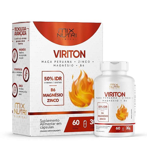 Clinical Viriton Maca Peruna Zinco Magnesio B6 60 Capsulas 30g Mix Nutri Parada Verde 7030