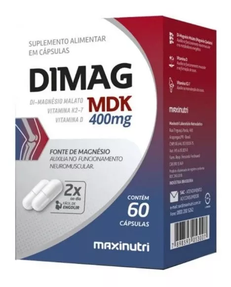 DIMAG MDK Di-malato de Magnesio 400mg 60 Capsulas - MaxiNutri