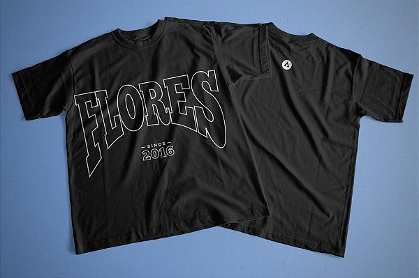 Camiseta "FLORES" Preta malhão M