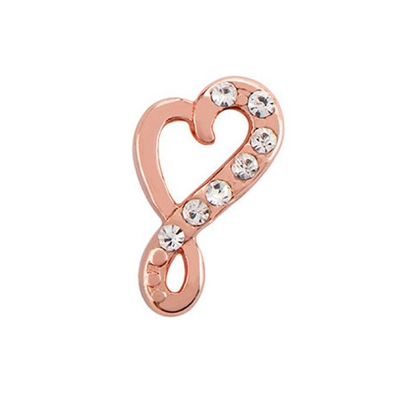 Charm - Coração Rosê com Pedras Especial