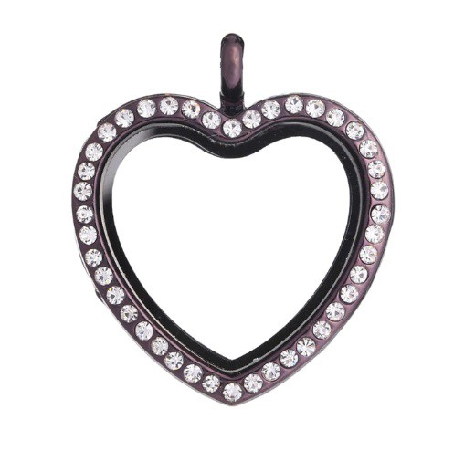 Medalhão Coração Black com Pedras