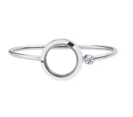 Bracelete Liso Medalhão Prata