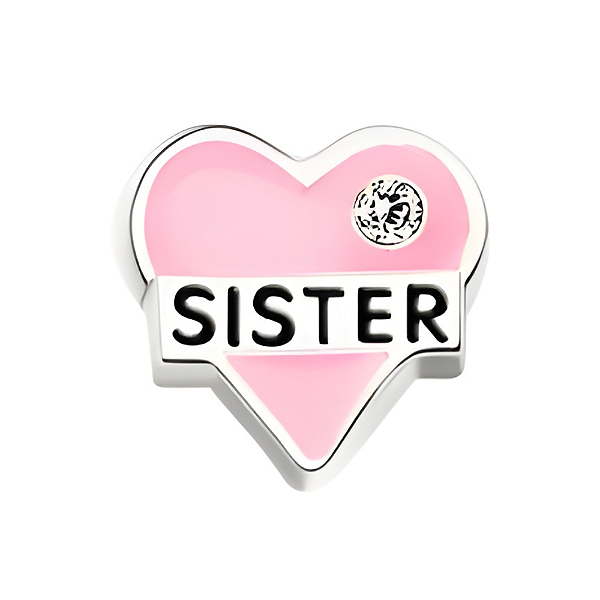 Charm - Coração Rosa Sister (irmã)