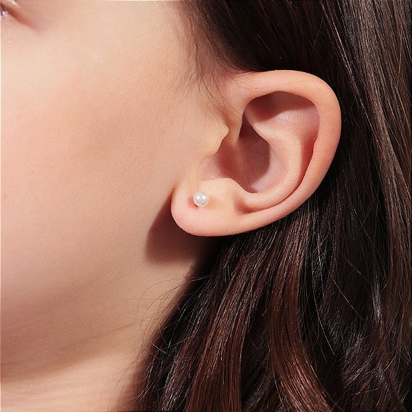 Brinco Infantil Pérola Banho de Ouro