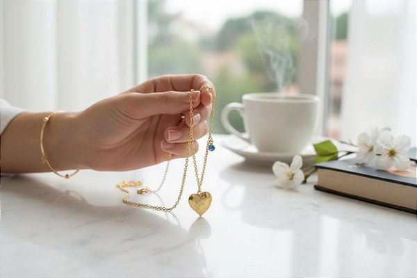 Colar com Pingente Menino Banho de Ouro 18K