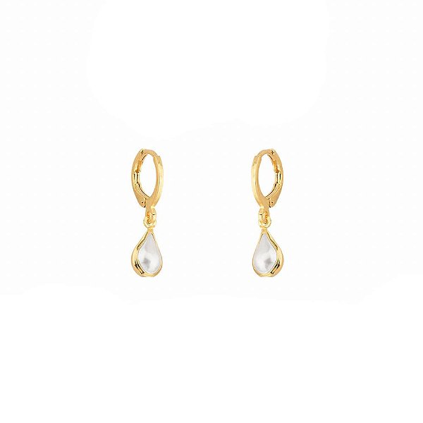 Brinco Argola Gotas de Pérolas Banho de Ouro 18K
