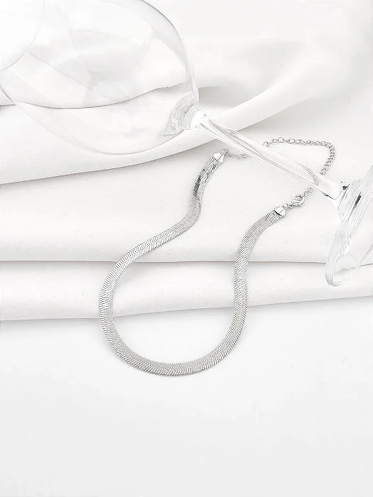 Colar Malha Fita 30cm Prata 5MM