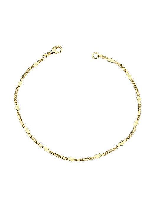 Pulseira Plaquinhas de Coração Banho de Ouro 18K