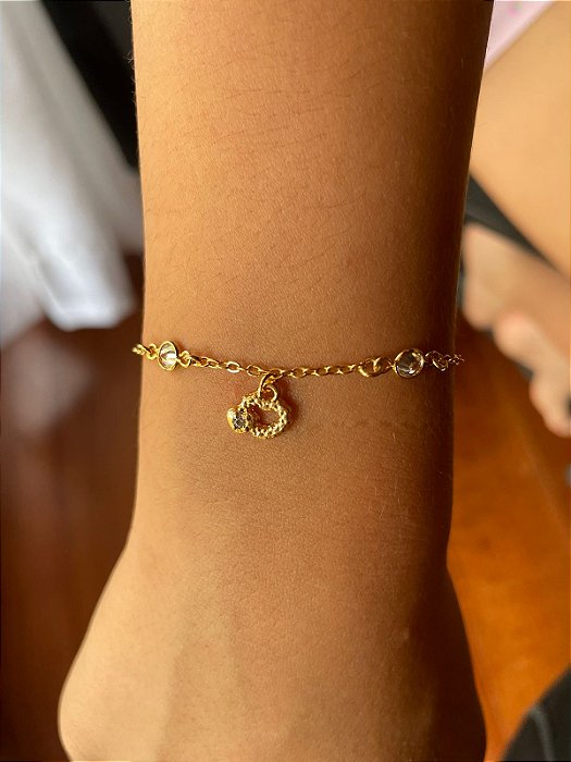 Pulseira Dourada Infantil Menina Banho de Ouro 18K