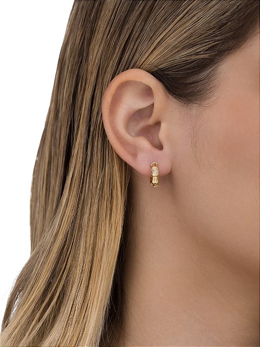 Brinco Argola Lisa e Cravejada P Banho de Ouro 18K