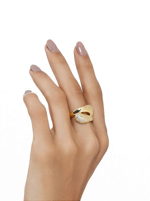 Anel Abaulado Banho de Ouro 18K