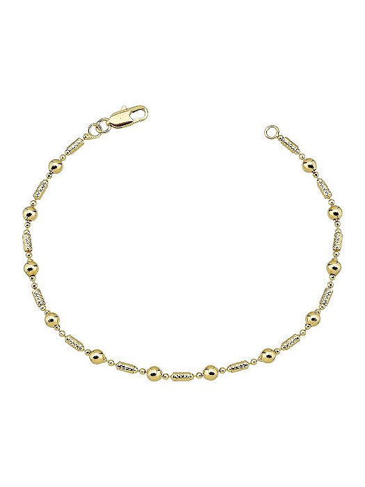Pulseira Bola Com Tubinho Banho de Ouro 18K