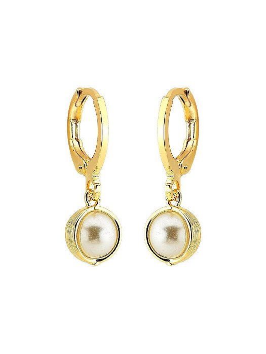 Brinco Argola Com Pérola Banho de Ouro 18K