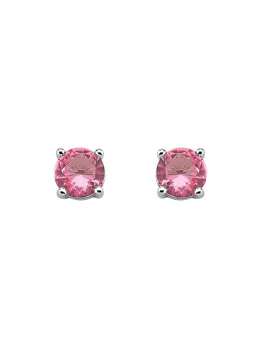 Brinco Ponto de Luz 6MM Rosa Claro Banho de Ródio