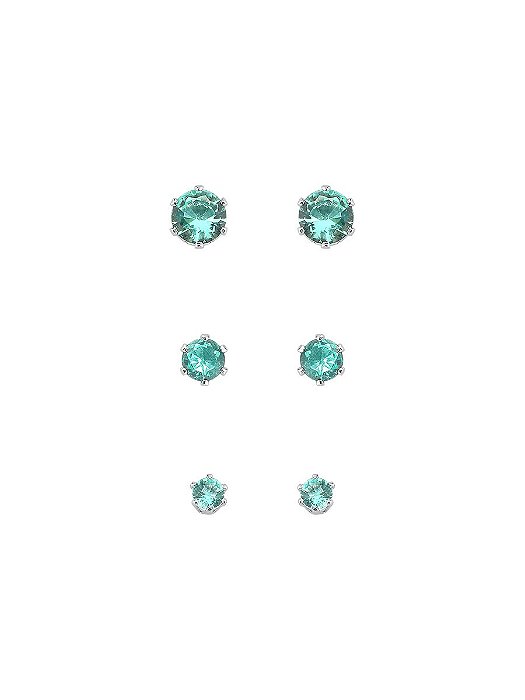 Brinco Trio Azul Turqueza Redondo Prata