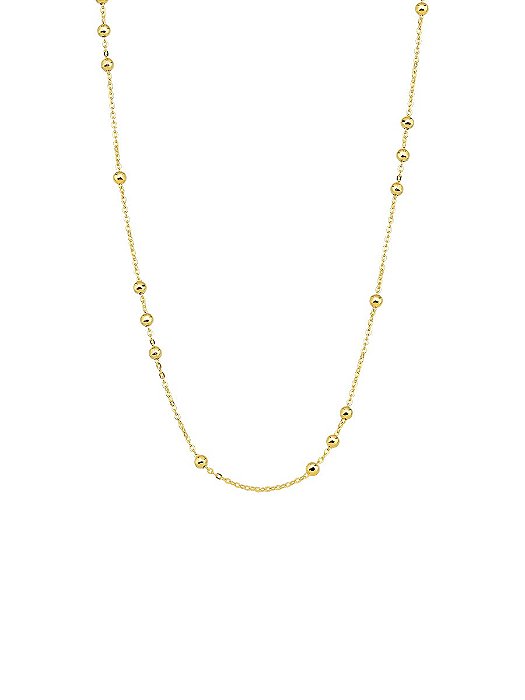 Colar Choker Elos com Bolinhas 40cm Banho de Ouro 18K