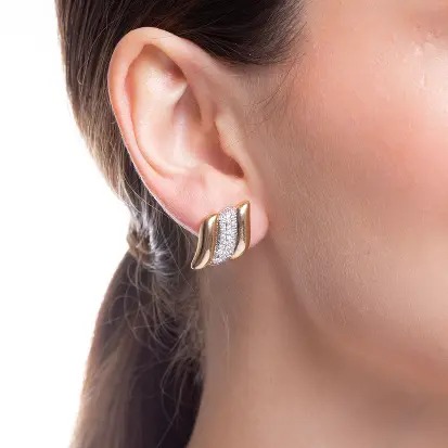 Brinco Croissant Liso e Cravejado Dois Banhos