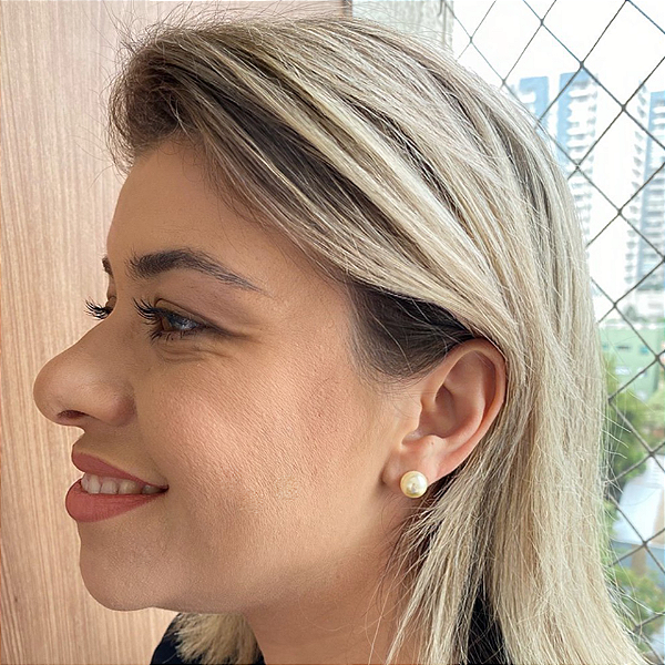 Brinco Pérola Pino Banho de Prata Tam G