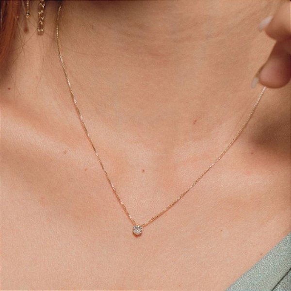 Colar Ponto de Luz Banho de Ouro 18K