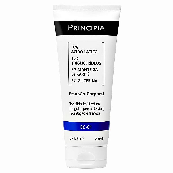Emulsao Corporal 10% Acido Latico + Mix de Ativos Hidratantes Principia Skincare EC-01 com 200ml