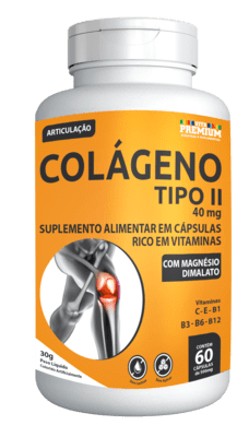 Colágeno Tipo II + Magnésio Dimalato + Vitamina com 60 Cápsulas