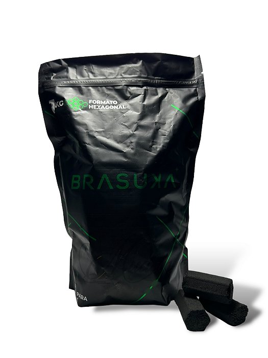 CARVÃO BRASUKA 1KG - CARVÃO DE COCO HEXAGONAL