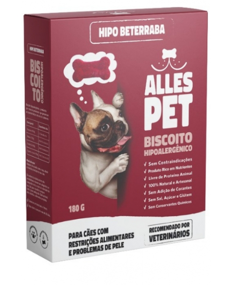 Alles Pet Beterraba - Biscoito Hipoalergênico Zero Proteína Animal 180g