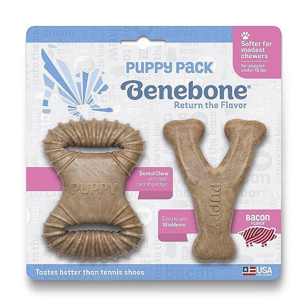 Benebone Puppy 2-Pack Bacon para filhote