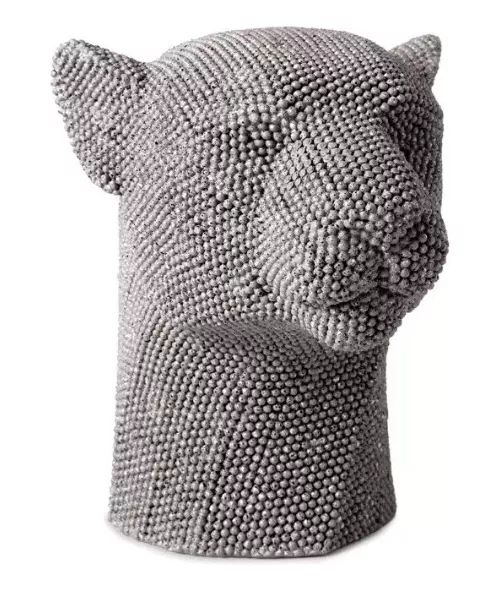 ESCULTURA PANTERA  CINZA EM POLIRRESINA