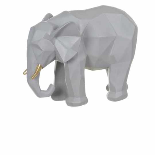 ESCULTURA POLIRESINA ELEFANTE CINZA DOURADO