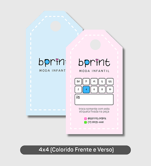 Etiquetas Personalizadas com Furo e Cantos Recortados -  9x5 cm