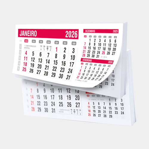 Bloco de Calendário 2026 de Mesa
