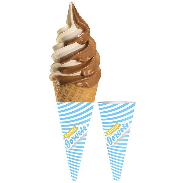 Embalagem Cone Para Casquinha Sorvete Azul/Branco